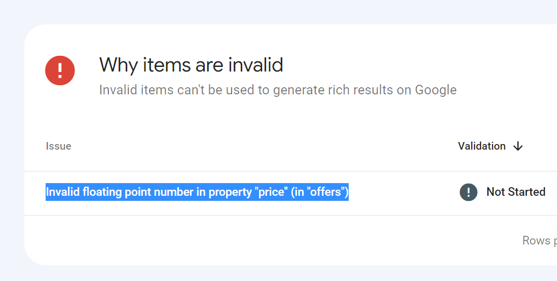 Shopify invalid floating point number in property price